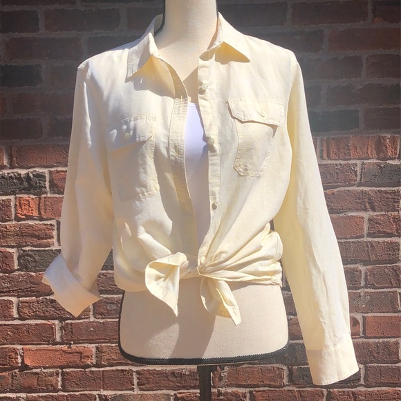 Chaps Linen Blend Button Down Sz M - Picture 5 of 16